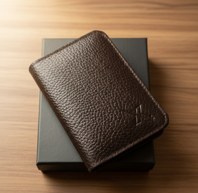 Unisex Slim Cow Leather Wallet – Brown | Minimalist Bifold Card & Cash Holder